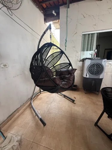 Balanço ninho na corda náutica preto.