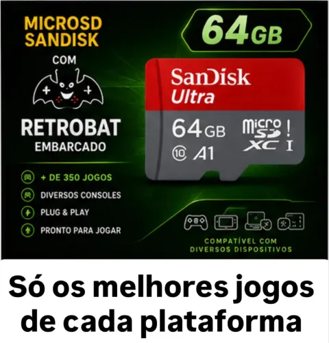 Cartão Microsd 64gb Sandisk Ultra Com Retrobat Para Windows