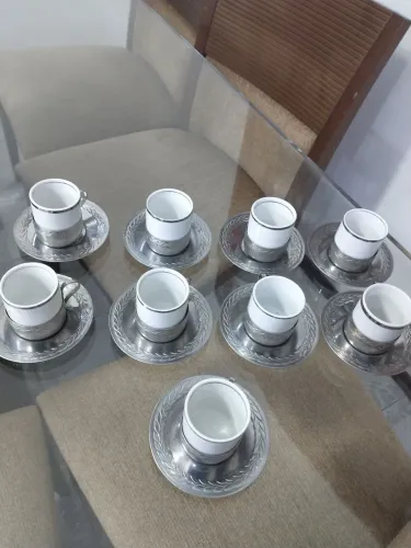 Jogo de xícara de café porcelana de inox