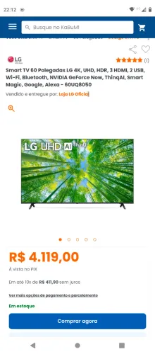 Televisão smart LG 4k 60 polegadas