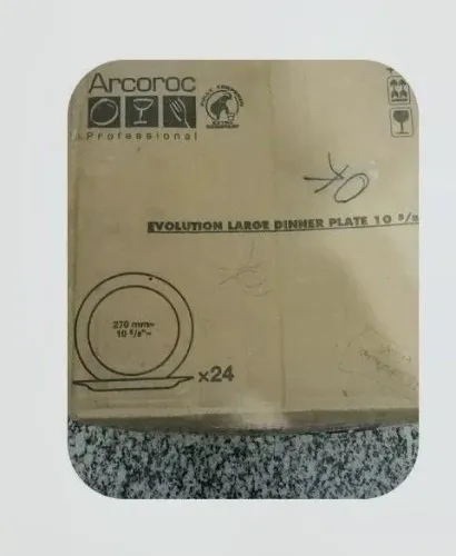 Cx c/ 24 pratos rasos em vidro temperado opalino ( Marca : Ancoroc Profissional)