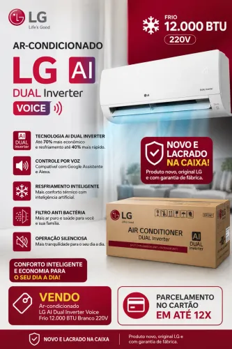 Ar-condicionado LG AI Dual Inverter Voice Frio 12.000 BTU Branco 220V