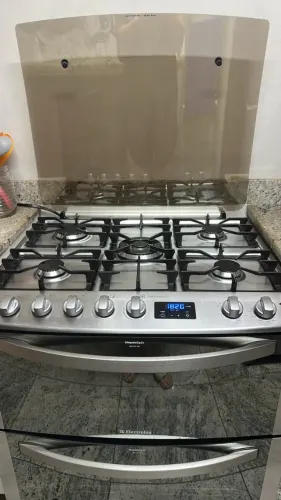ogão 5 Bocas Electrolux Inox com Forno Duplo - Excelente Estado