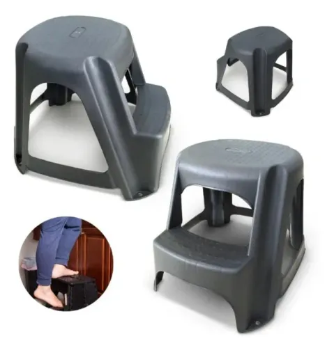 banqueta banco multiuso 2 degraus step preta 25616