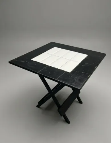 Mesa de Madeira com Centro em Cerâmica 70x70 cm