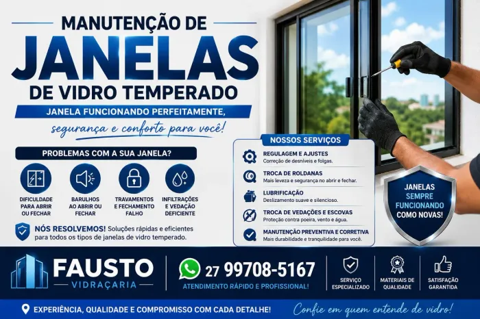 Manutenção em janela de vidro 