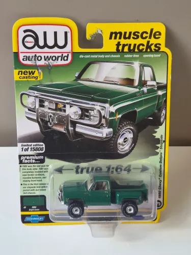 Miniatura Auto World 1980 Chevy Custom Deluxe Stepside Premium