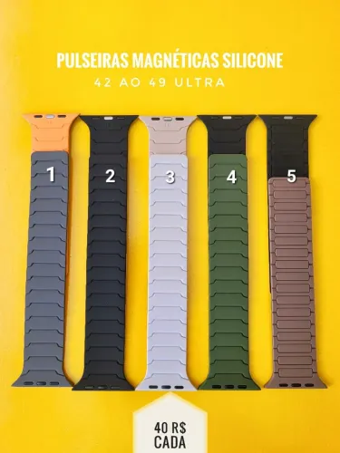 Pulseiras Magnéticas Em Silicone Apple Watch 42 ao 49 Ultra