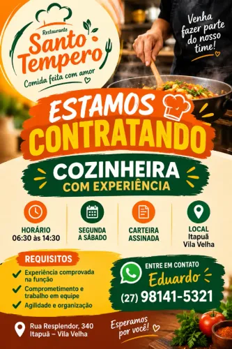 Vaga Cozinheira (o)