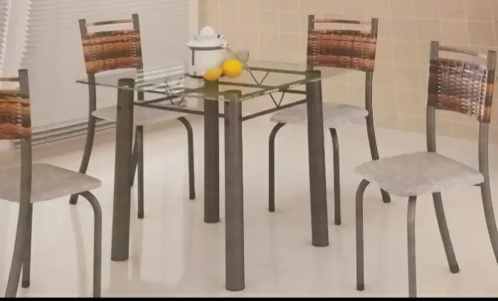 jogo de mesa novo com tampo de vidro