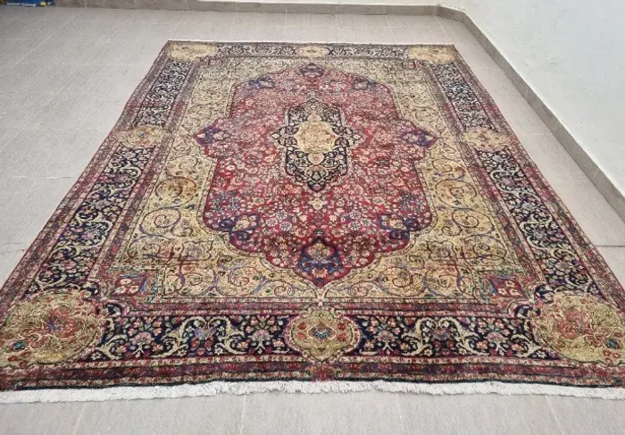 Antigo tapete persa Kerman 3.45 x 2.66 - Irã 
