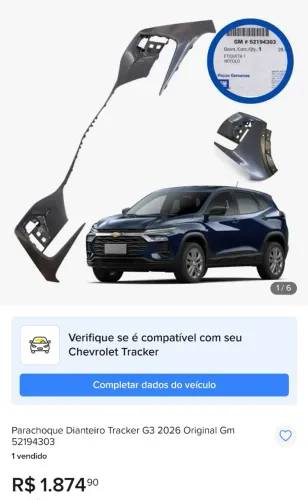 Para choque dianteiro Tracker 2026
