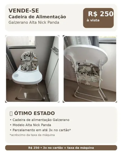 Cadeira de Alimentação Galzerano Alta Nick Panda.