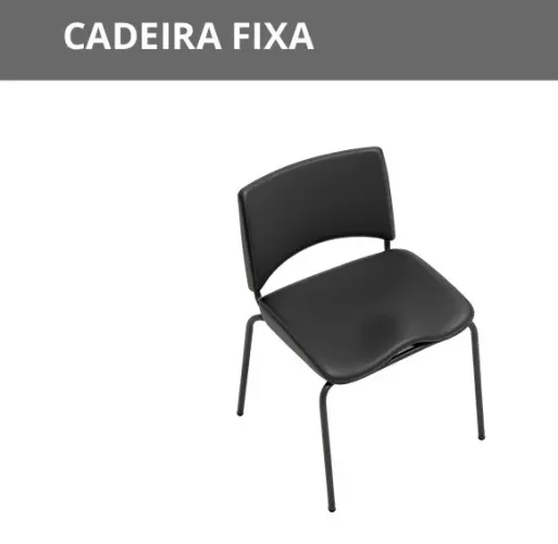Cadeira fixa com 4 pés com estofado 