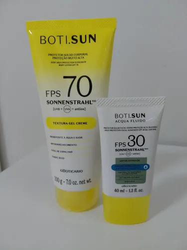 Protetor Solar Corporal FPS 70 e Protetor Solar Facial Acqua Fluido FPS 30