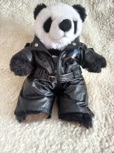 Urso Panda Pelúcia Buba Com Roupa Motoqueiro Happy Town Original (ano 2010)