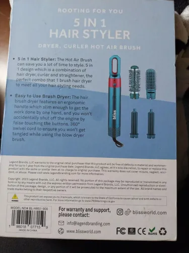 Bliss 5 em 1 Hair Styler 110V - Completo com Caixa