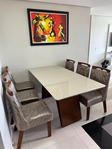 Mesa de jantar de vidro + 6 cadeiras novas