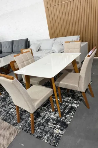 Mesa de Jantar 4 Cadeira Estrutura Madeira Buzios - Entrega e Monta