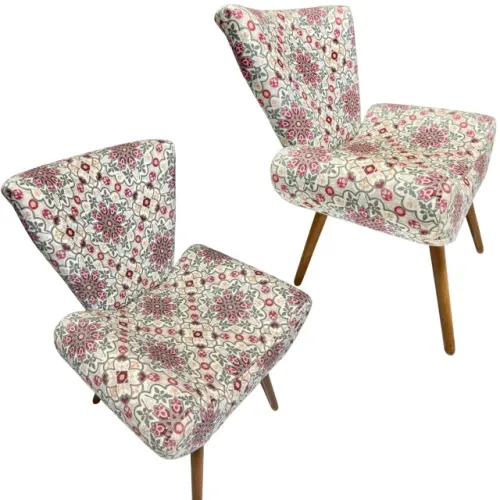 PAR DE POLTRONAS RETRO | PÉS PALITO | ESTAMPA VINTAGE