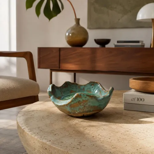 Duo de bowls ceramica artesanal e vidro 
