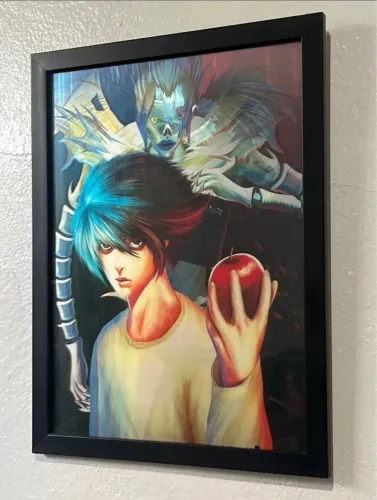 Quadro holográfico lenticular Death Note 3D ? muda conforme o ângulo