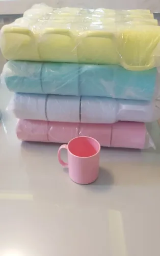 Canecas Polímero 25 Rosa 25 Branca 25 Amarela e 25 Azul 325ml
