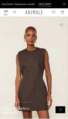 Vestido Curto Marrom Dries original ANIMALE