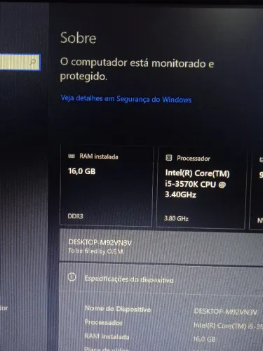 Computador i5 3570K 3,80Ghz, Placa mãe gigabyte robust + 16GB ram (suporta 32)