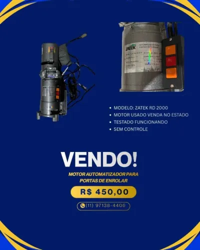 MOTOR AUTOMATIZADOR PARA PORTA DE ENROLAR ZATEK RD 2000