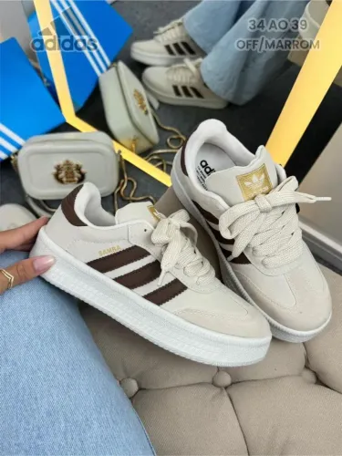 Adidas Samba Exe Premium | Off-White + Marrom | Estabilidade com Estilo