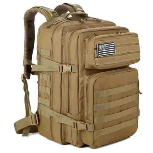 °Mochila Militar Tática 50 Litros Caqui - Trilha, Viagem e Treino