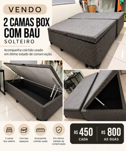 2 camas box com baú solteiro