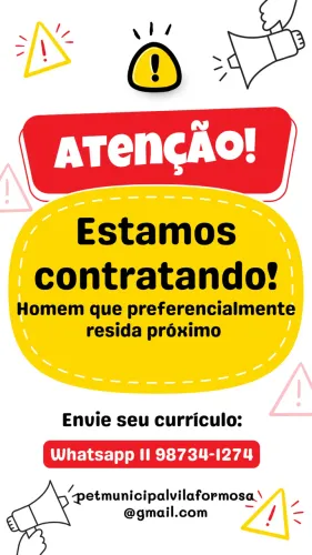 Vaga ajudante geral (homem) para Pet Shop