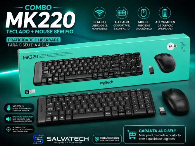 ? COMBO LOGITECH MK220 - TECLADO + MOUSE SEM FIO ?