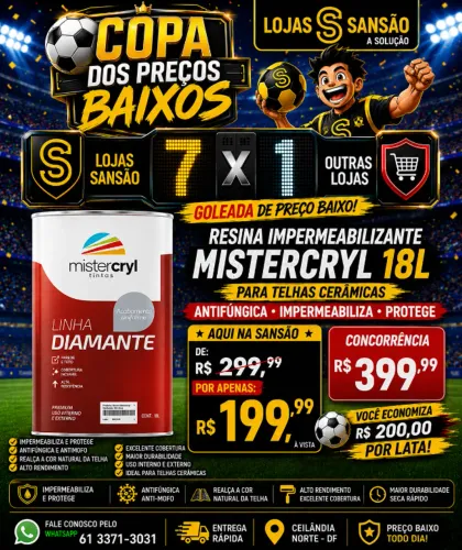 Resina Impermeabilizante Mistercryl 18L Para Telha Cerâmica