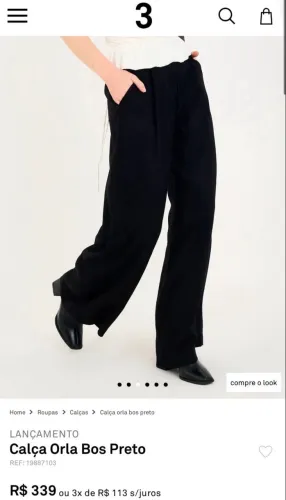 Calça pantalona preta LOJA TRÊS