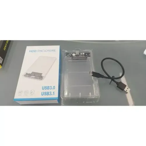 Case HD Externo 2.5?  Transparente USB 3.0 Tipo-C - Suporte até 4TB, Compatível com SSD 