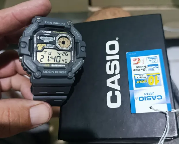 Relógio Casio ORIGINAL,FASES DA LUA E TÁBUA DA MARÉ