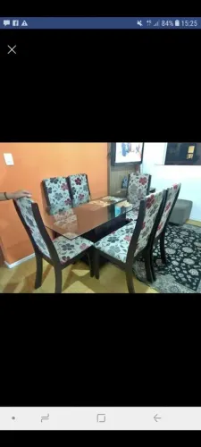Mesa de vídro 6 cadeiras