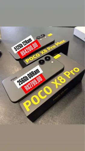 Poco x8 Pro 08/256 R$2799,00 e Poco X8 Pro Max 12/512 R$4200,00