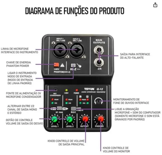INTERFACE DE ÁUDIO TEYUN SEMI NOVA