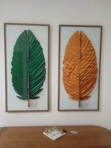 Par de Quadros Decorativos: Folhas Tropicais Impressão Fotográfica