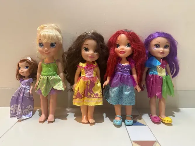coleção 5 bonecas disney - minha primeira princesa
