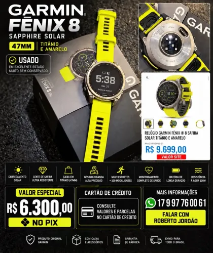 Garmin Fênix 8 safira solar titânio 47mm