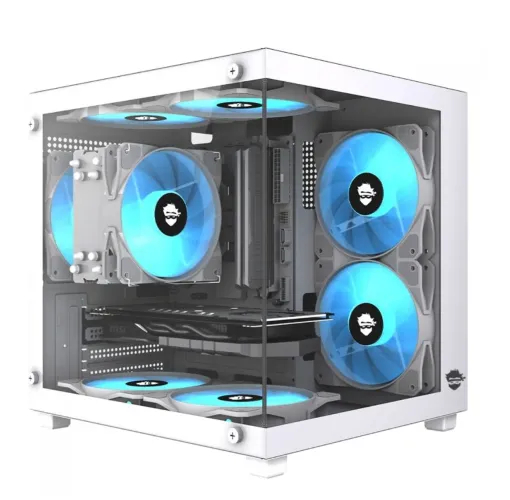 Gabinete gamer branco aquário com 3 fans