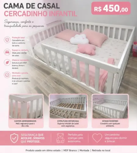 Cama de casal cercadinho infantil 