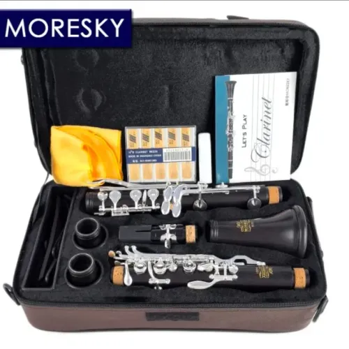 Clarinete Moresky M301 Grenadilha 17 Chaves Fechadas Banho Prata