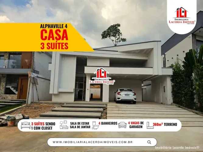 Casa Térrea no Alphaville 4 com 3 Suítes (1 com Closet;) Piscina com hidro
