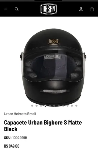 ? Capacete Urban Bigbore S Matte Black | Original | Preto Fosco | Excelente Estado